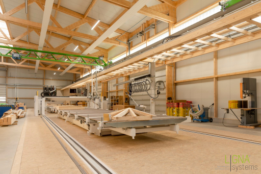 Industrial hall with CNC machine